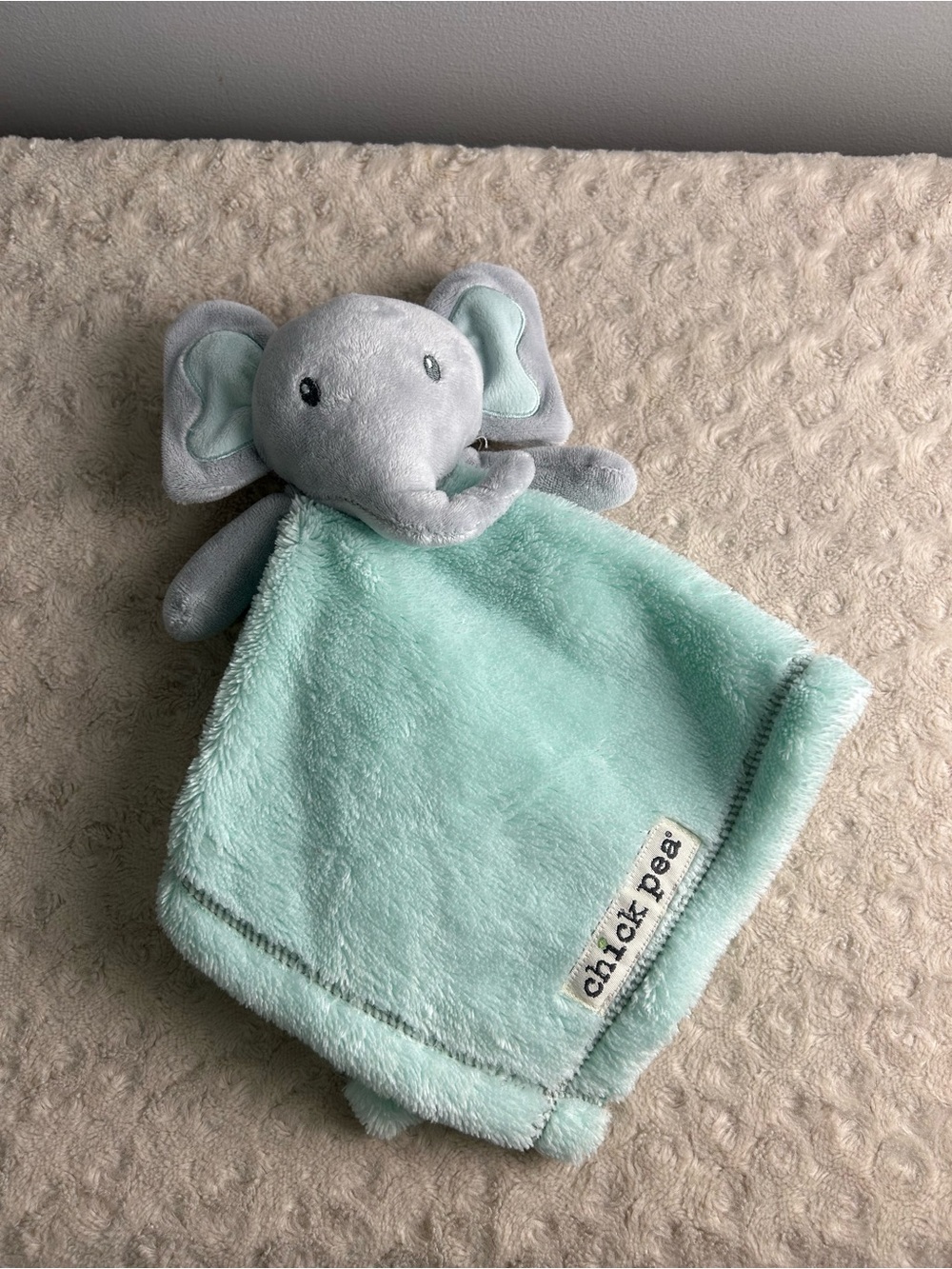 Chick Pea Mint Green Gray Elephant Lovey Security Blanket Plush Baby Toy